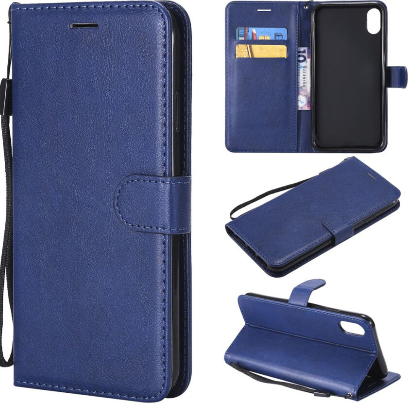 iPhone 9 Plus beskyttelses deksel av syntetisk skinn - blå