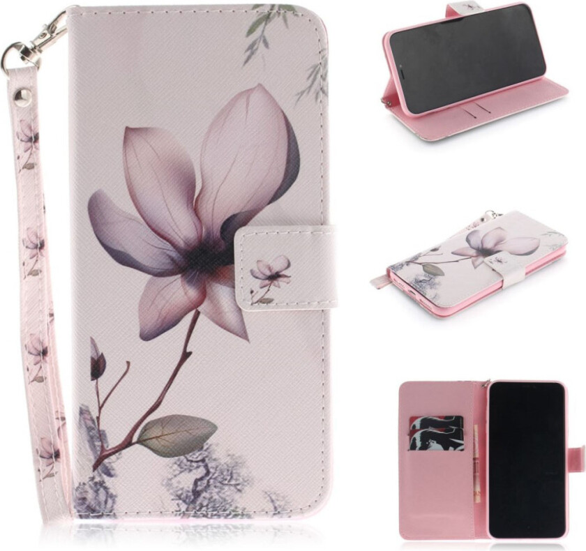 iPhone 9 Plus beskyttelses deksel av syntetisk skinn med printet mønster - blomster mønster