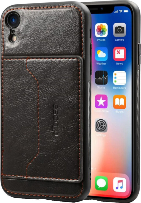 iPhone 9 beskyttelses deksel av TPU dekt i syntetisk skinn med vill hest tekstur - svart