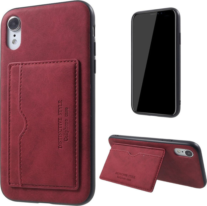 iPhone 9 beskyttelses deksel av TPU dekt i syntetisk skinn - rød