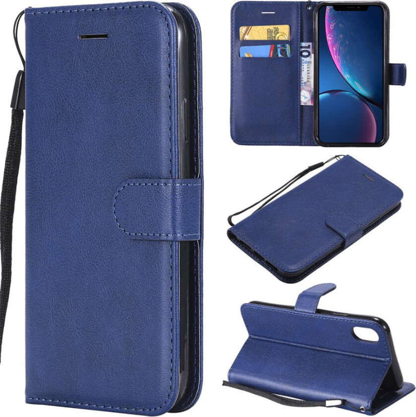 iPhone 9 beskyttelses deksel av syntetisk skinn - blå