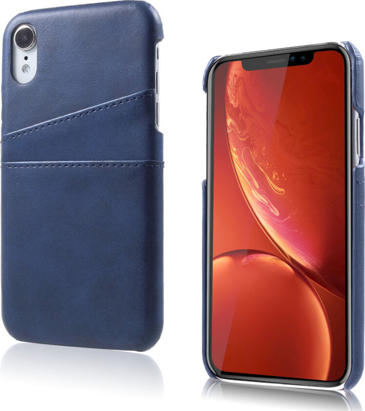 iPhone 9 beskyttelses deksel av plastikk dekt i syntetisk skinn - blå