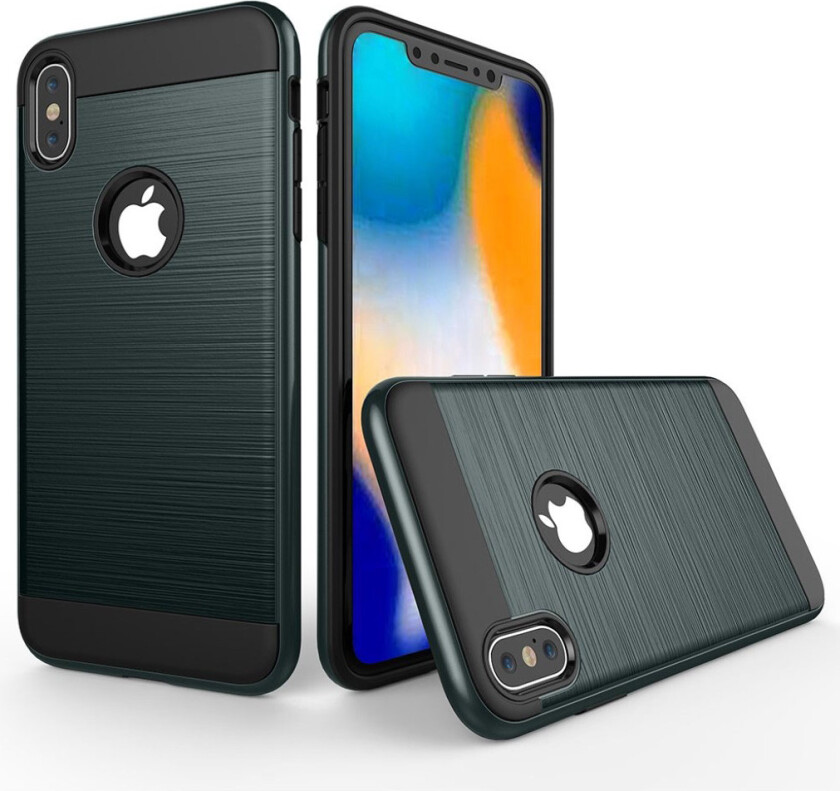 iPhone 9 beskyttelses deksel av hybrid materiale med børstet tekstur - mørke blå