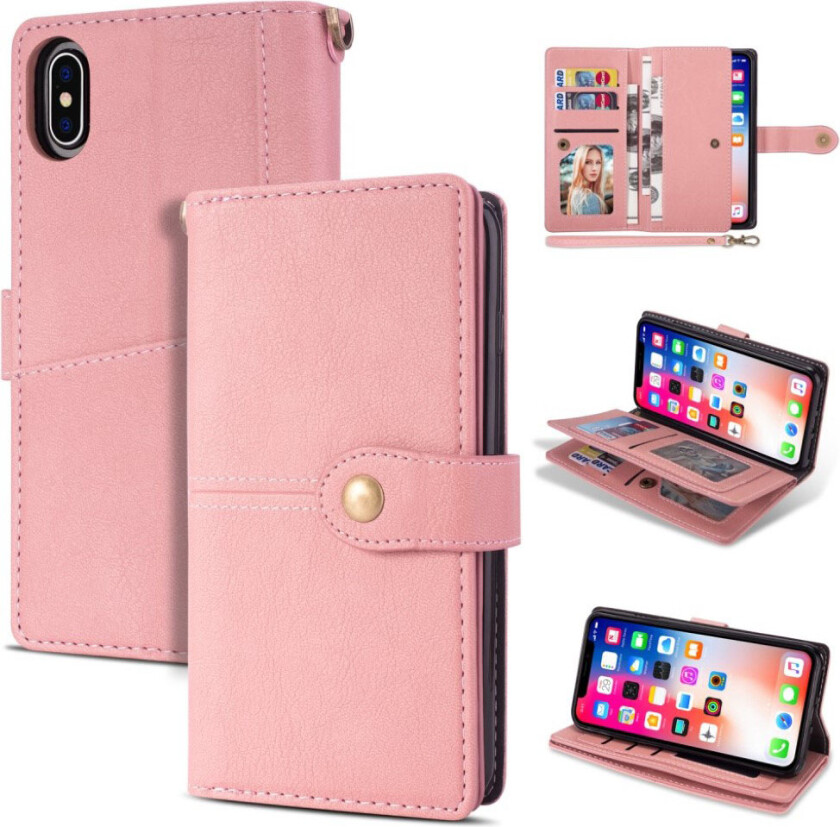 iPhone 9 beskyttelses deksel av syntetisk skinn med retro stil - rosa