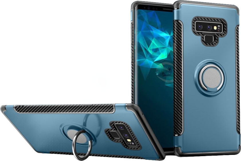 Galaxy Note9 beskyttelses deksel av hybrid materiale med karbon fiber tekstur - baby blå