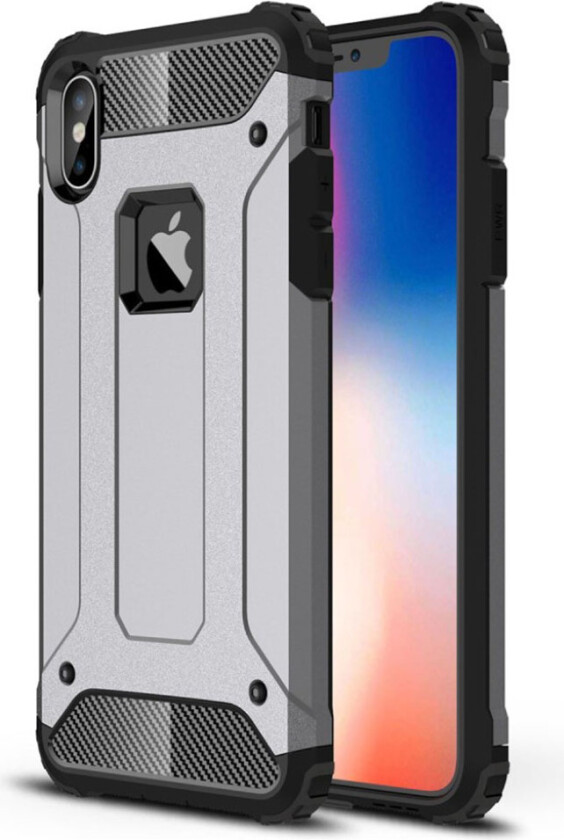 iPhone Xs Max beskyttelses deksel av hybrid materiale - grå