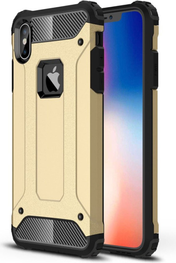 iPhone Xs Max beskyttelses deksel av hybrid materiale - gull
