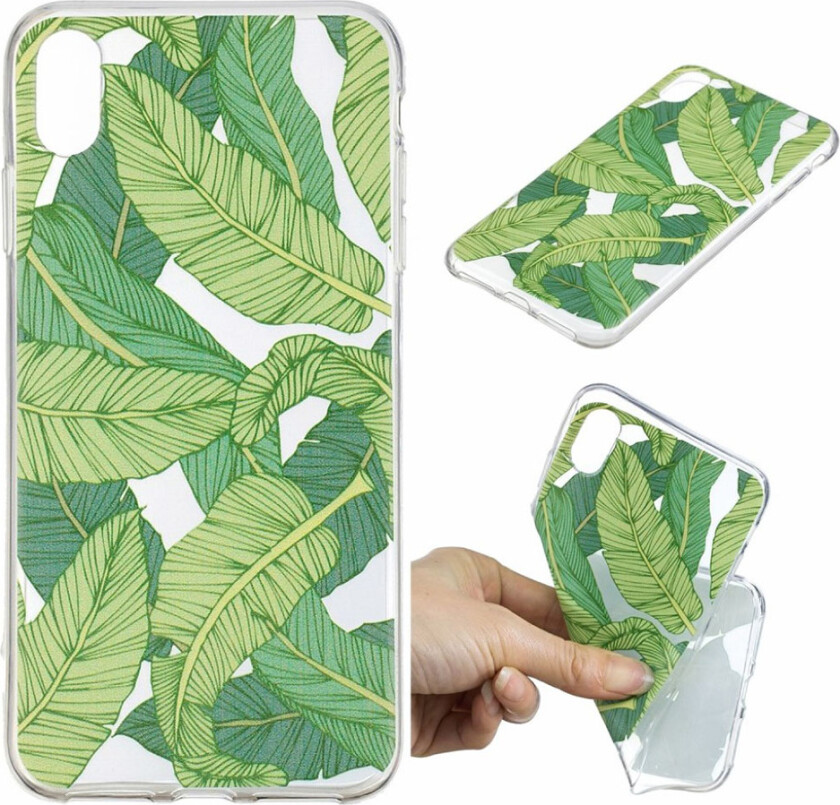 iPhone Xr beskyttelses deksel av TPU med IMD printet mønster - grønne blader