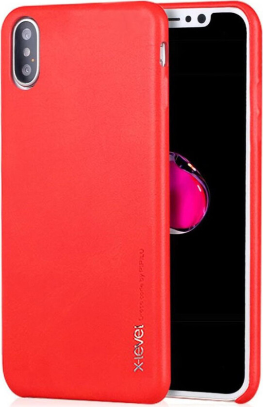 X LEVEL iPhone Xr beskyttelses deksel av plastikk dekt av syntetisk skinn - rød