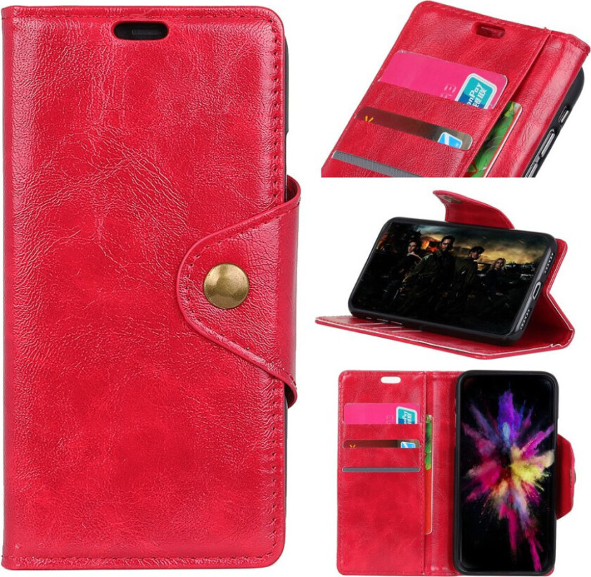 iPhone Xs Max beskyttelses deksel av syntetisk skinn med flambert tekstur - rød