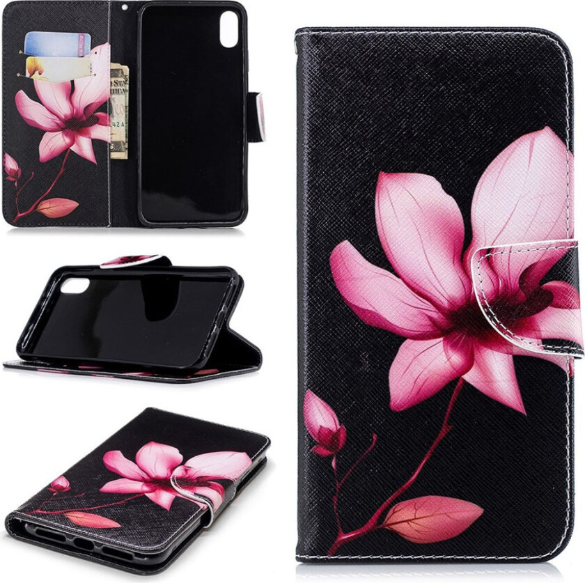 iPhone Xs Max beskyttelses deksel av syntetisk skinn med printet mønster - blomster mønster