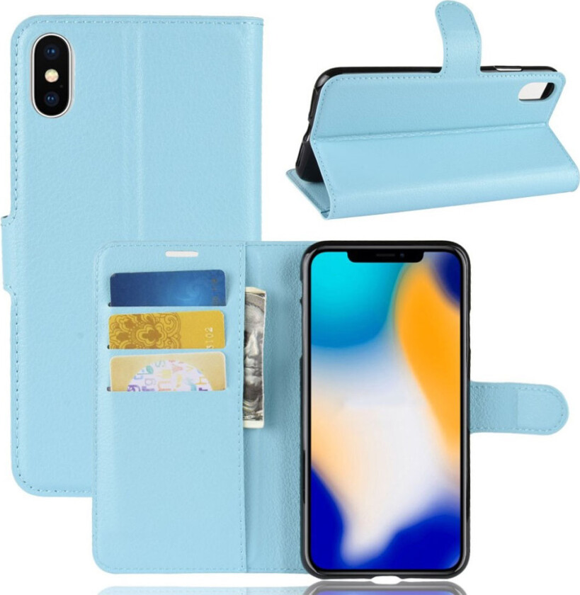 iPhone Xs Max beskyttelses deksel av behandlet kuskinn - blå