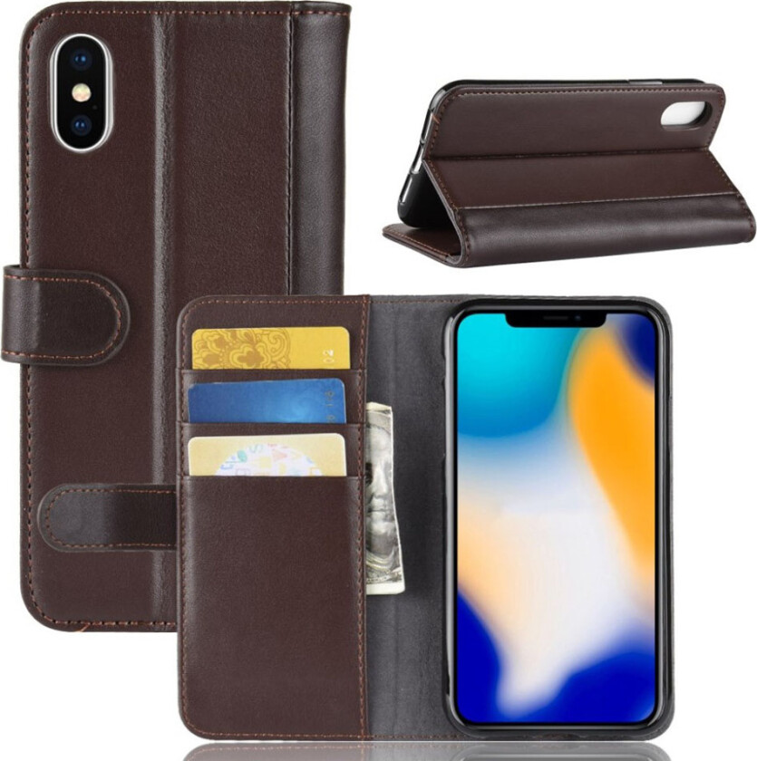 iPhone Xs Max beskyttelses deksel av behandlet kuskinn - kaffe