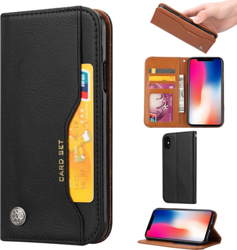 iPhone Xs Max beskyttelses deksel av syntetisk skinn - svart