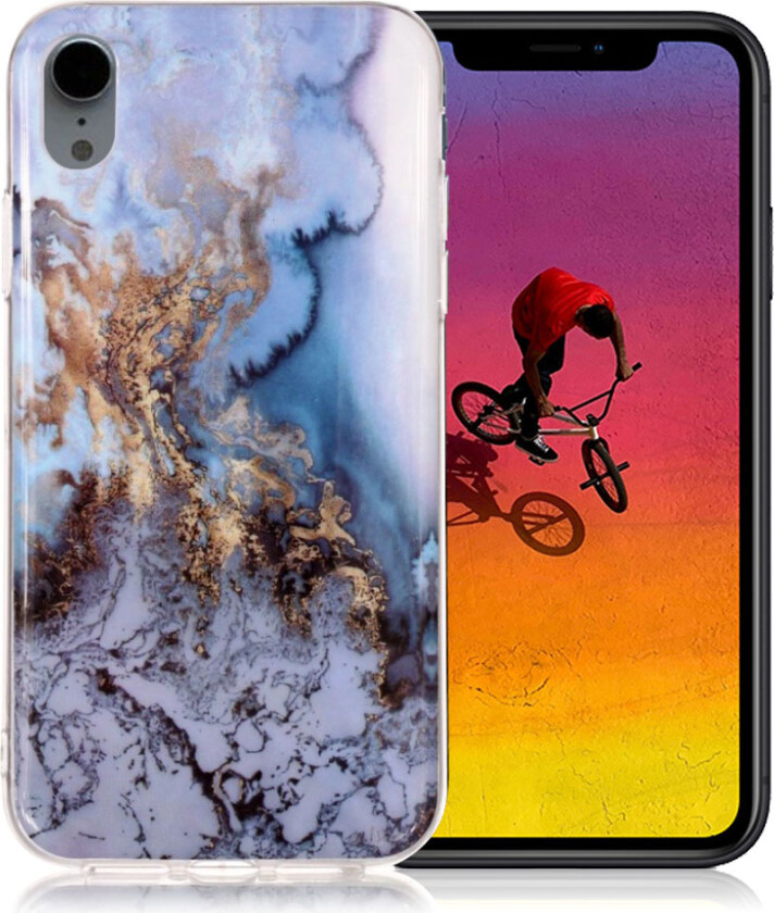 iPhone Xr beskyttelses deksel av silikon og plastikk med IMD printet mønster - lava mønster