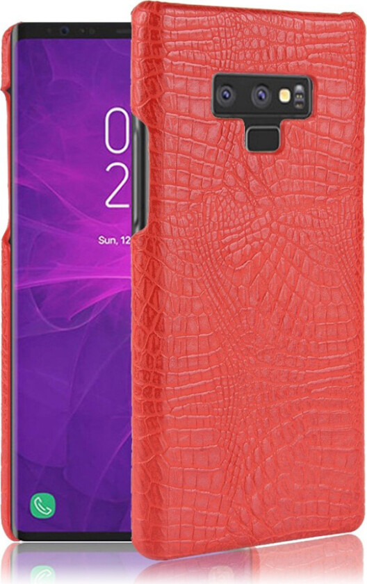 Galaxy Note9 beskyttelses deksel av plastikk dekt i syntetisk skinn med krokodille tekstur - rød