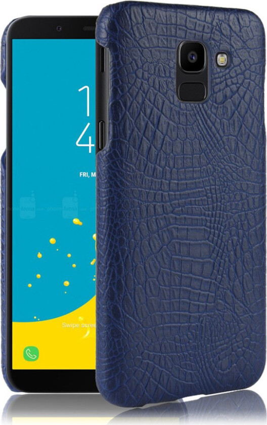 Galaxy J6 beskyttelses deksel av hard plastikk med krokodille tekstur - blå