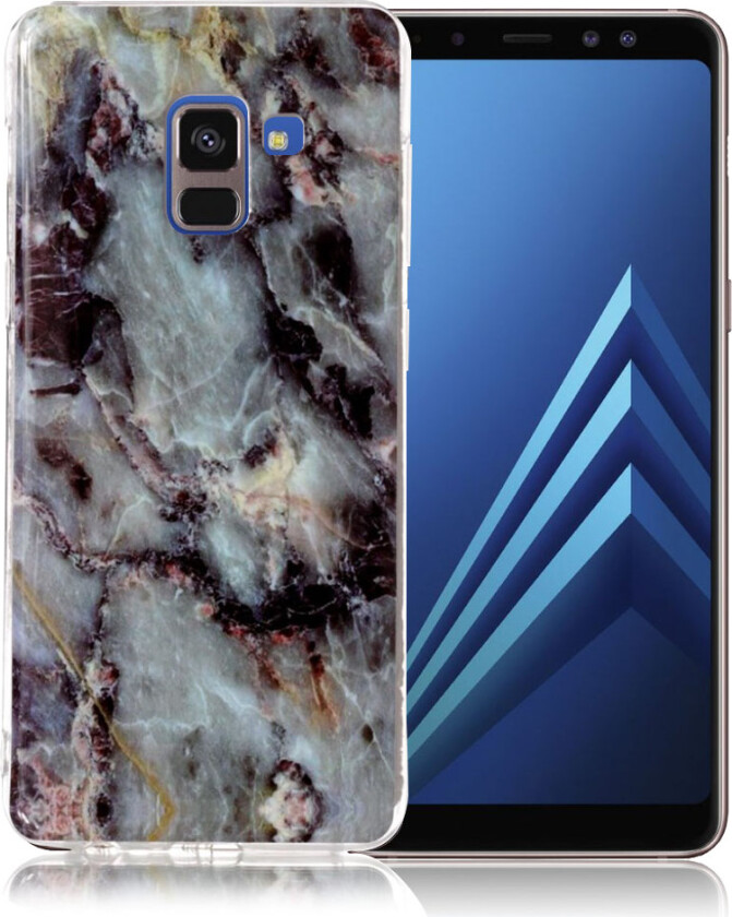 Galaxy A8 IMD beskyttelses deksel av TPU med marmor mønster - mørke grå og svart marmor