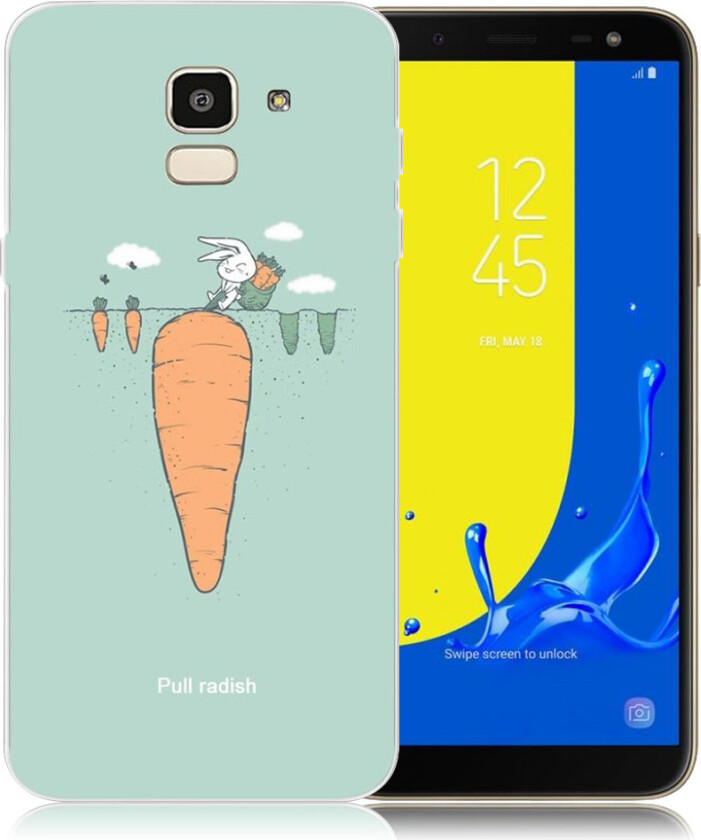 Galaxy J6 beskyttelses deksel av silikon og plastikk med printet mønster - trekkt redikk