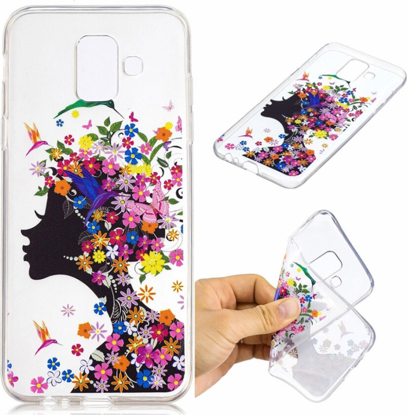 Galaxy A6 IMD beskyttelses deksel av silikon og plastikk med printet mønster - blomster jente