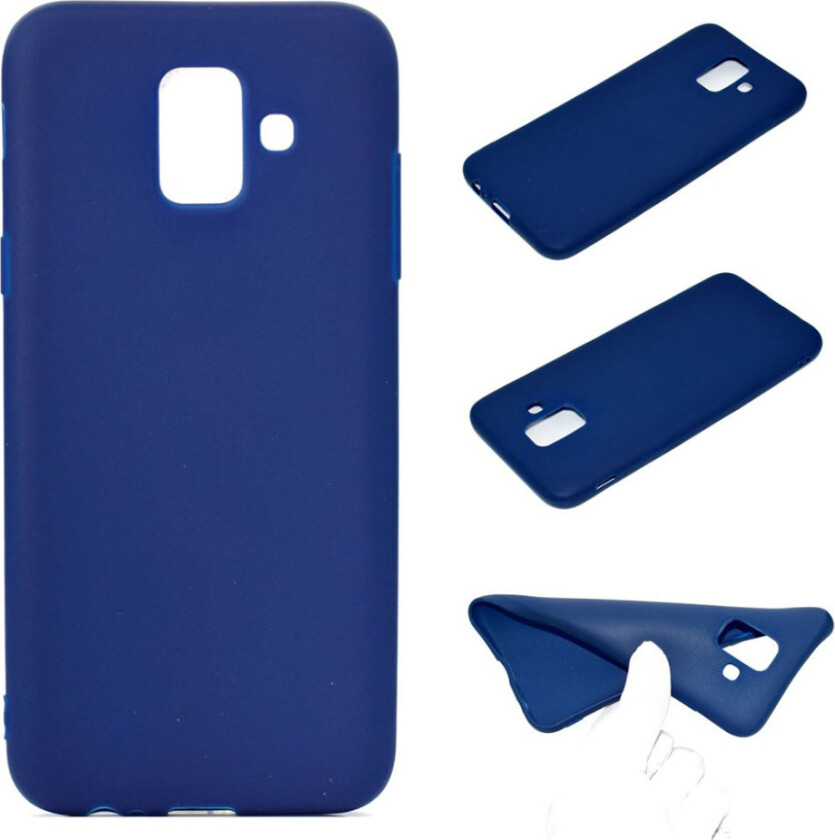 Galaxy A6 beskyttelses deksel av silikon med matt overflate - mørke blå