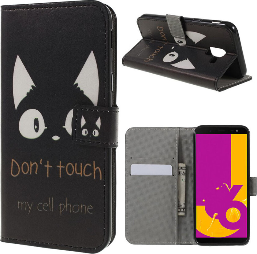 Galaxy J6 beskyttelses deksel av syntetisk skinn med printet mønster - Ikke rør telefonen min