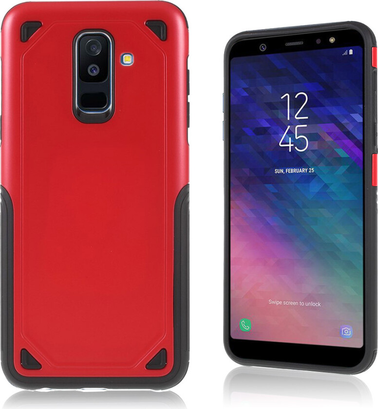 Galaxy A6 Plus beskyttelses deksel av hybrid materiale - rød