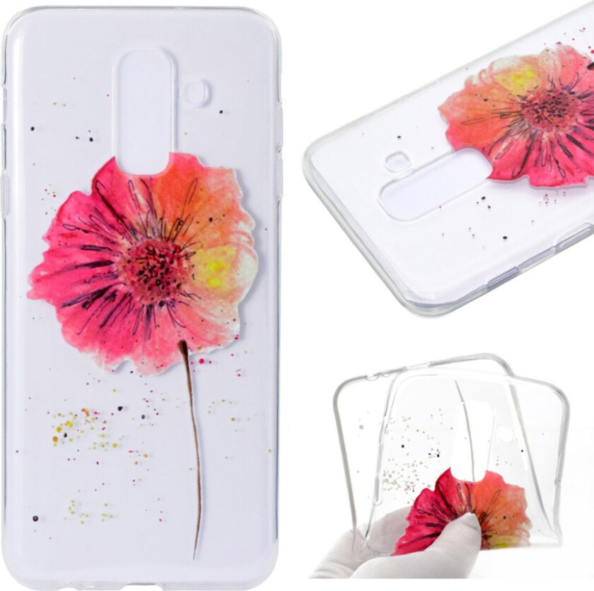 Galaxy A6 Plus beskyttelses deksel av silikon med printet bilde - livlig blomst