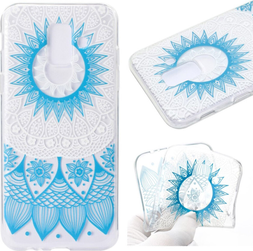 Galaxy A6 beskyttelses deksel av silikon med printet bilde - blå blomst