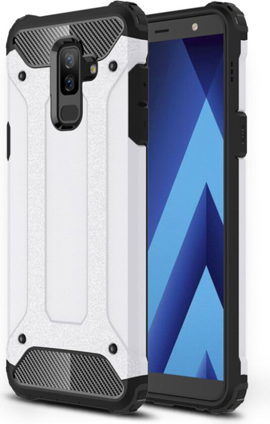 Galaxy A6 Plus beskyttelses deksel i hybrid materiale - hvit