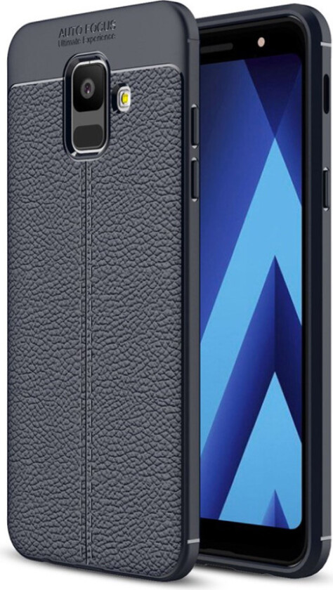 Galaxy A6 beskyttelses deksel i silikon med litchi tekstur - mørke blå