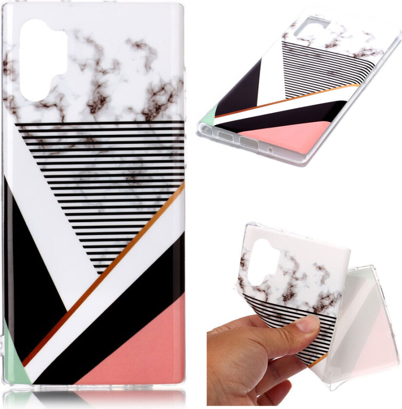 Marble Samsung Galaxy Note 10 Pro deksel - Rose / Hvit / Svart marmor