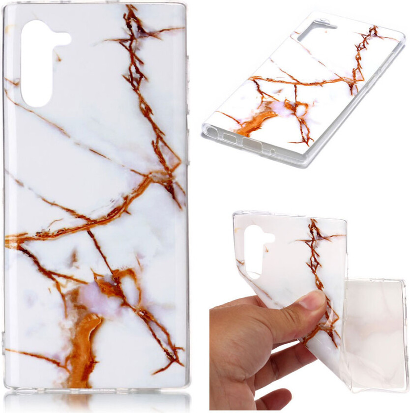 Marble Samsung Galaxy Note 10 deksel - Hvit / Oransje marmor