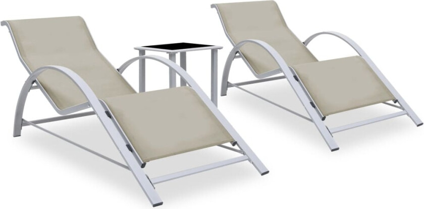 Solsenger 2 stk med bord aluminium kremhvit