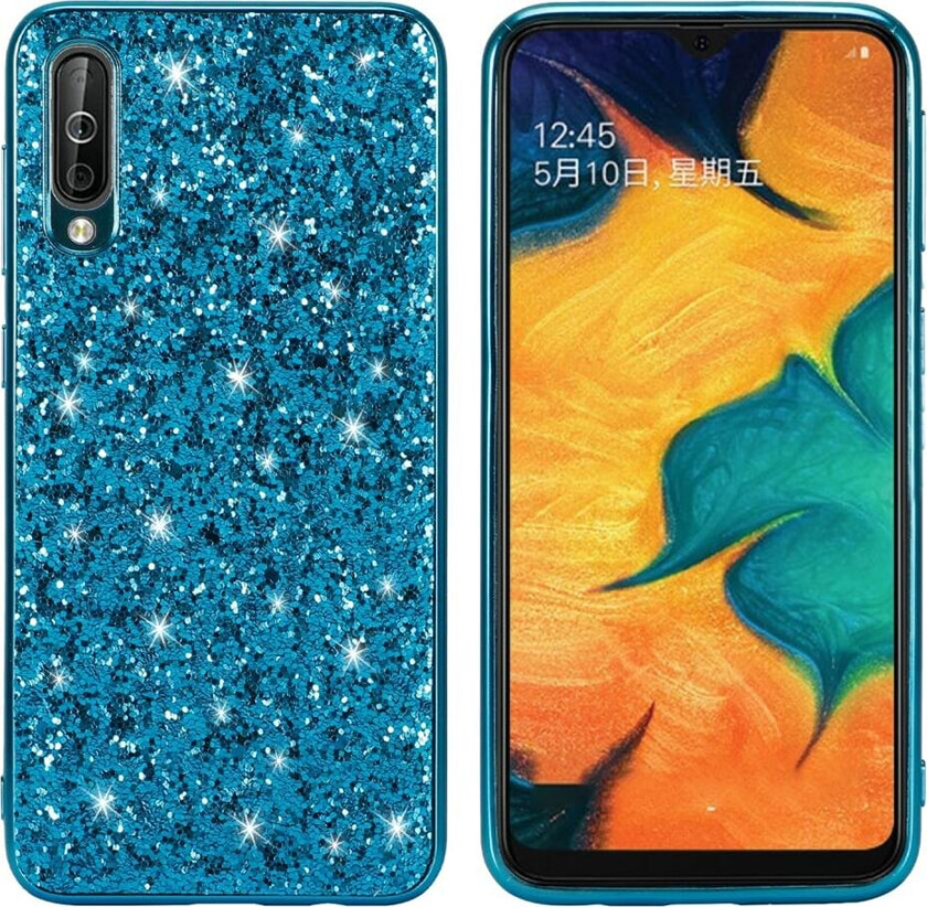 Glitter Samsung Galaxy A50 deksel - Blå