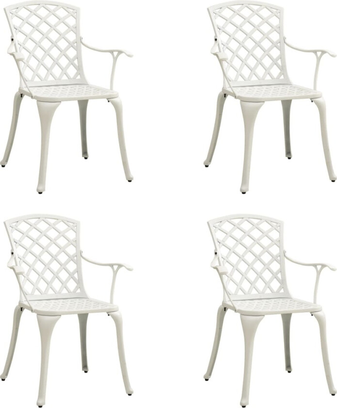 Hagestoler 4 stk støpt aluminium hvit