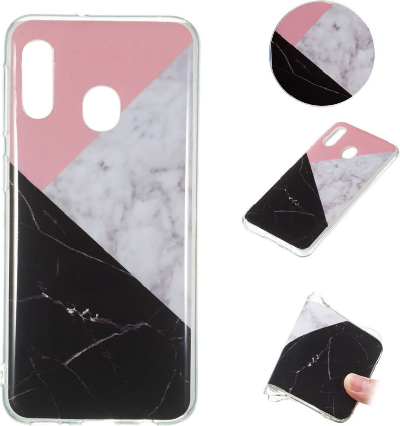 Marble Samsung Galaxy A20e deksel - Rosa / Hvit / Svart
