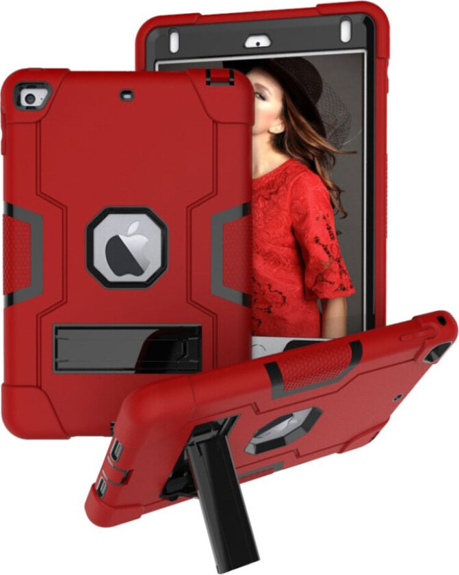 iPad Mini (2019) støtsikker hybrid deksel - Rød / Sort
