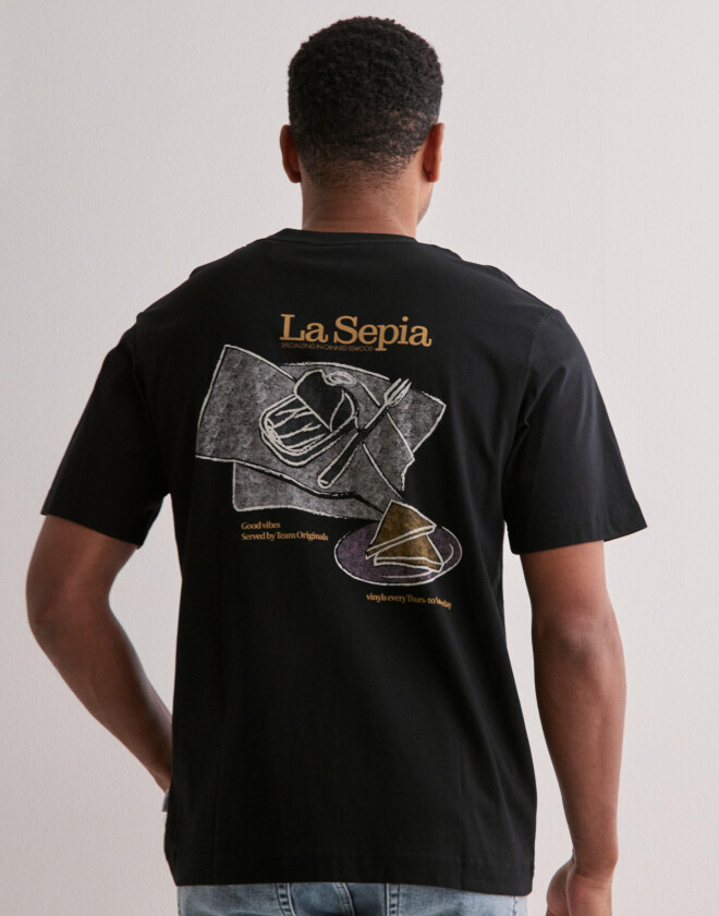 Jack & Jones Jorroxbury Sketch Tee Ss Crew Neck T-skjorte med trykk Svart