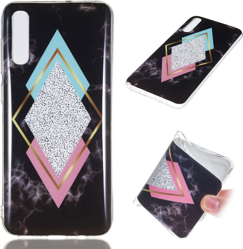 Galaxy A70 marmor mønster gel deksel - Style W