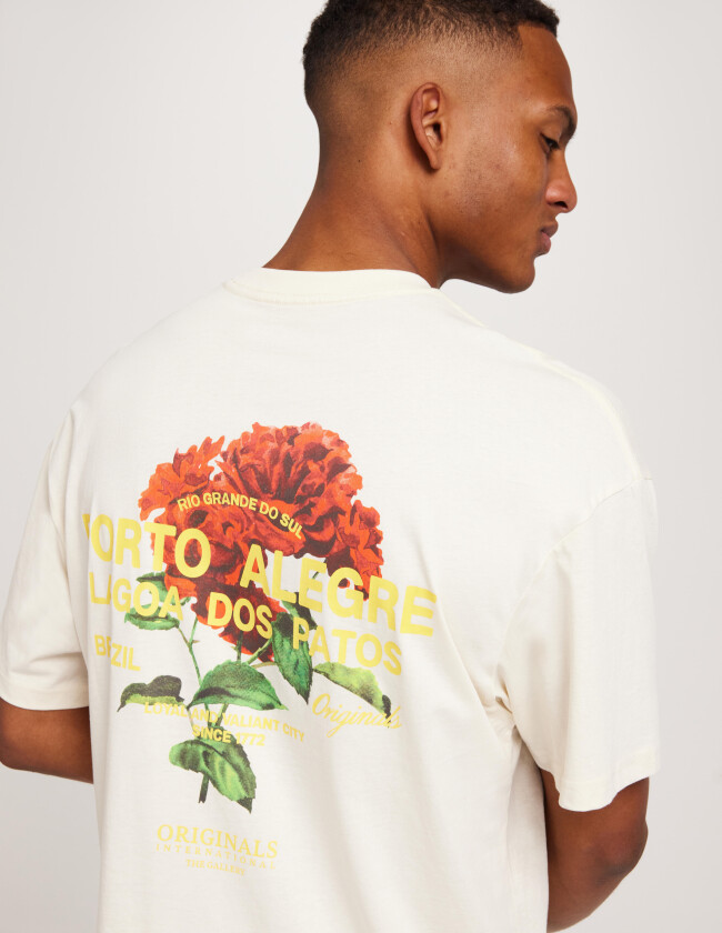 Jack & Jones Jormercado Tee Ss Crew Neck Tg Ln S T-skjorte med trykk Beige