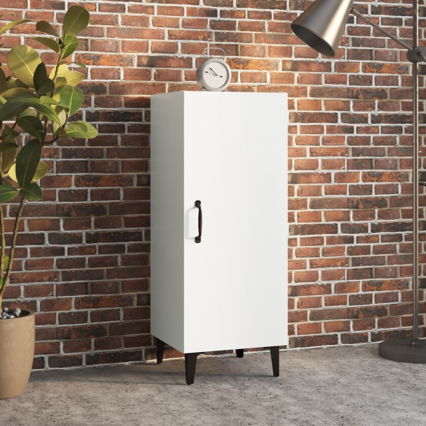 Skjenk hvit 34,5x34x90 cm konstruert tre