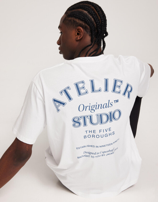 Jack & Jones Jorbrooklyn Back Tee Ss Crew Neck T-skjorte med trykk Hvit