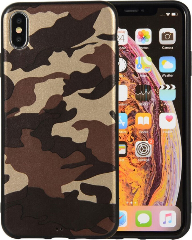 iPhone Xs Max kamuflasje mønster deksel - Brun