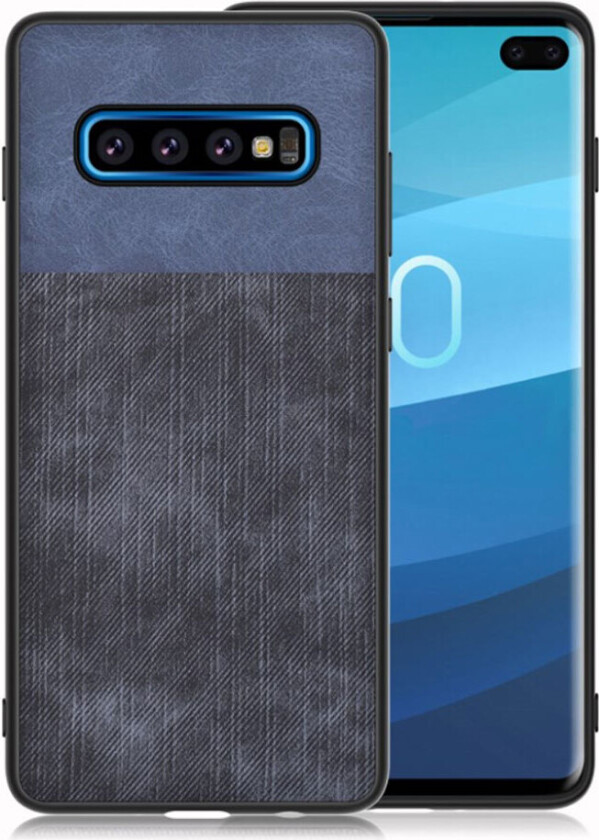 Galaxy S10 Plus jeans stoff deksel - Blå / Mørkeblå