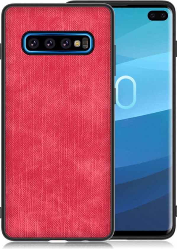 Galaxy S10 Plus jeans stoff deksel - Rød