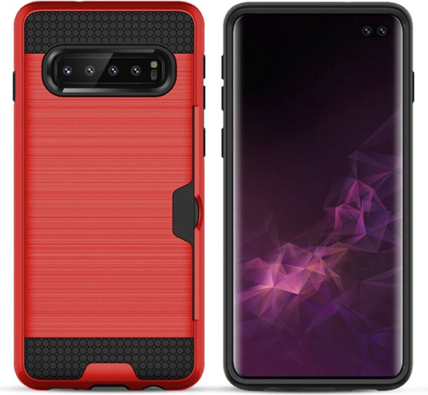 Galaxy S10 Plus børstet hybrid deksel - Rød