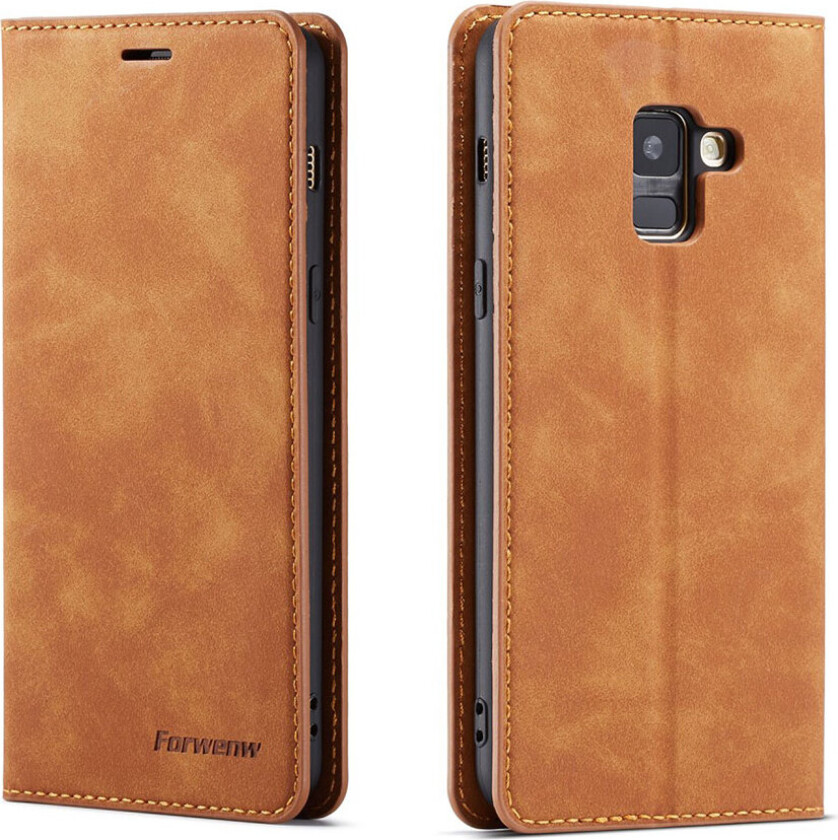 Forwenw Samsung Galaxy A8 (2018) Skinnetui Med Deksel - Brun