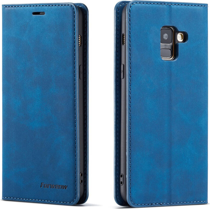 Forwenw Samsung Galaxy A8 (2018) Skinnetui Med Deksel - Blå