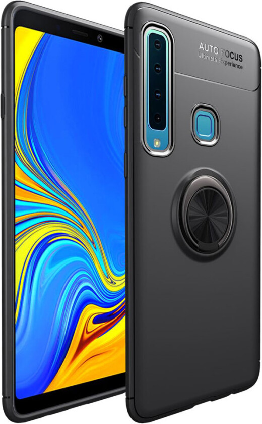 Galaxy A9 beskyttelses deksel av TPU med finger ring - helt svart